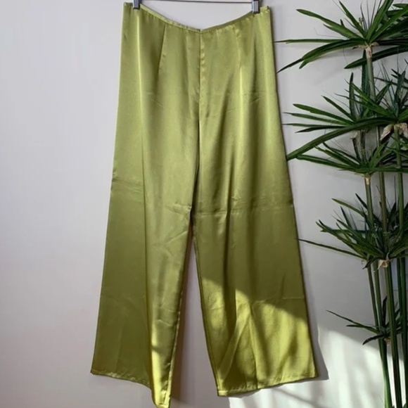 Vintage Green 2 Piece Kaftan Kimono Style Mandarin Collar Pants & Top Lounge Set - Picture 8 of 9